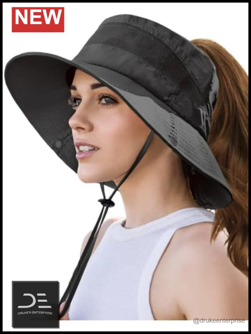 Bucket Hat with High Ponytail Opening, UPF 50+ Sun Protection, Waterproof,